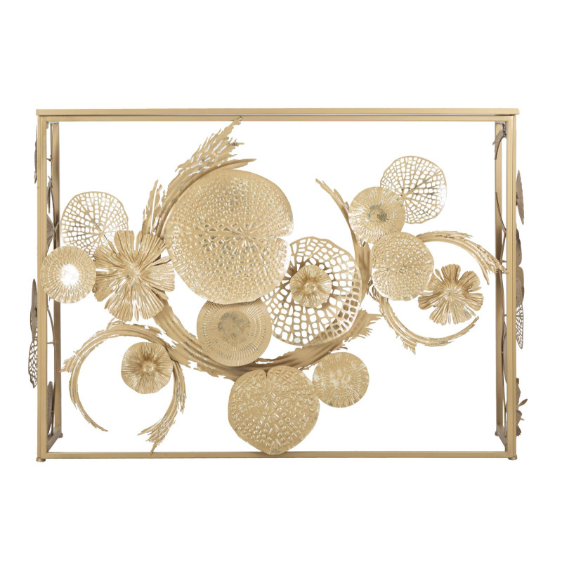 Console Glam Univers – Métal doré et plateau miroir 114x40,5x80 cm