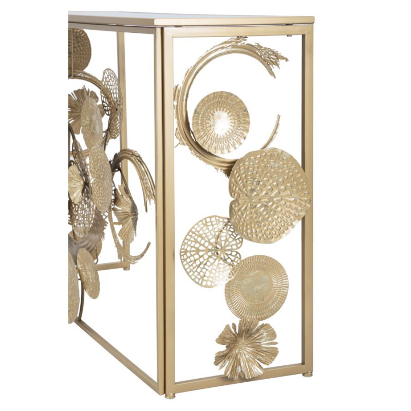 Console Glam Univers – Métal doré et plateau miroir 114x40,5x80 cm
