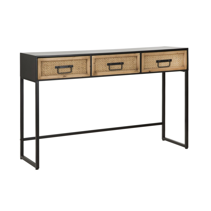 Console Hanoi – Métal noir et MDF multicolore 120x35x78 cm