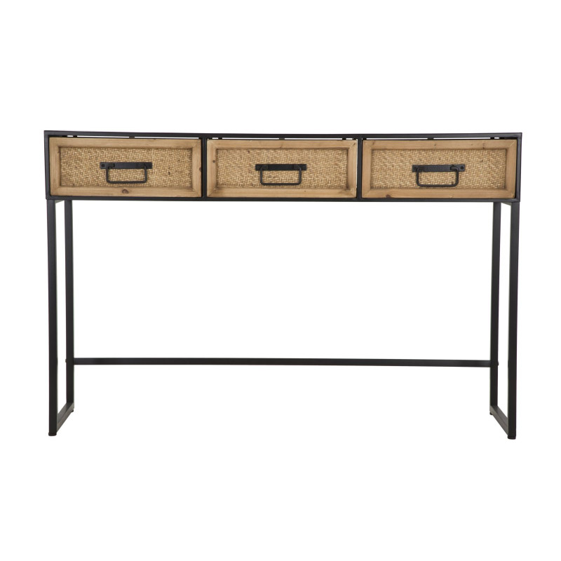 Console Hanoi – Métal noir et MDF multicolore 120x35x78 cm