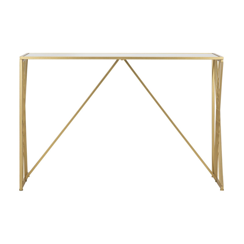 Console Easy – Métal doré et plateau miroir 120x40x80 cm