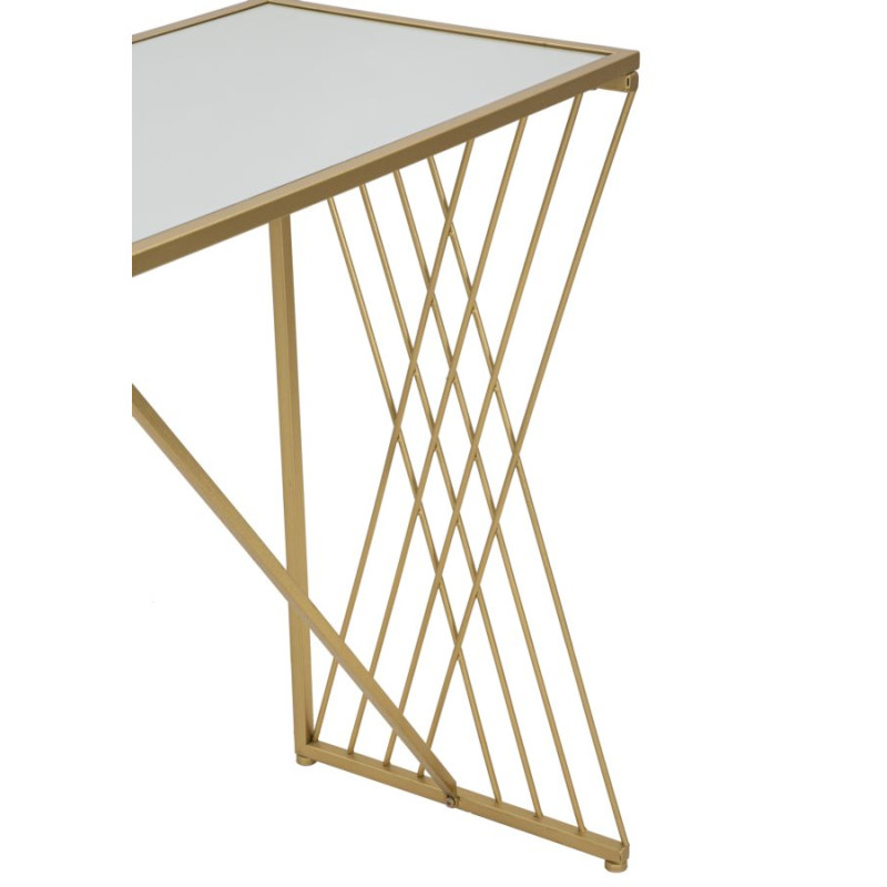 Console Easy – Métal doré et plateau miroir 120x40x80 cm