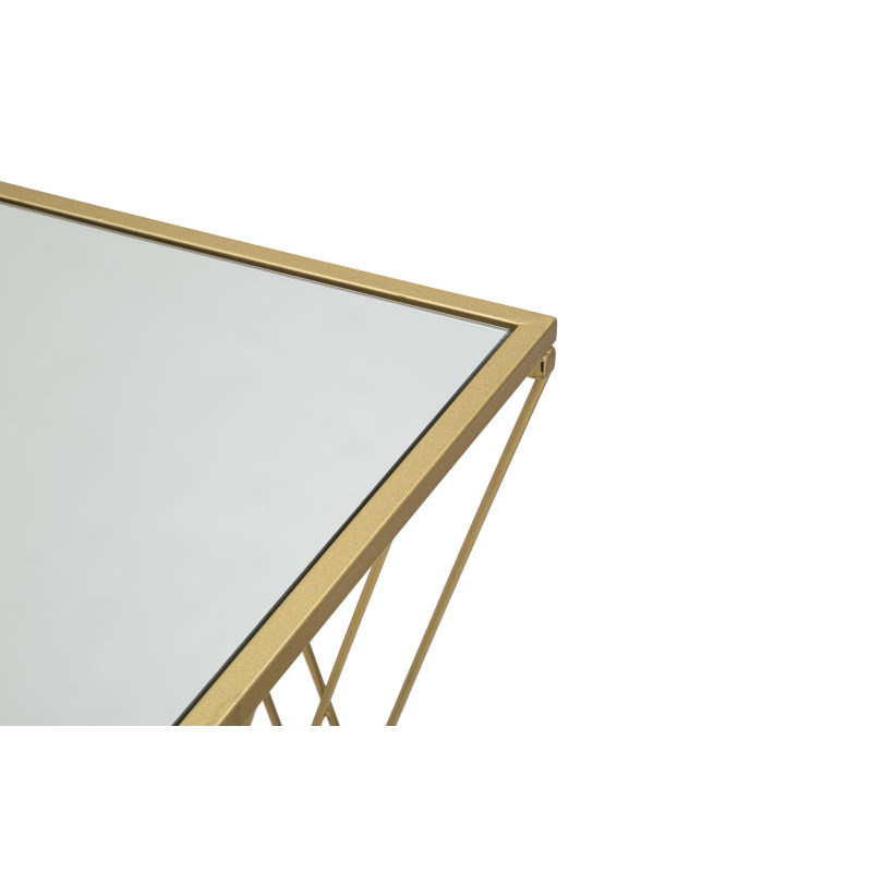 Console Easy – Métal doré et plateau miroir 120x40x80 cm