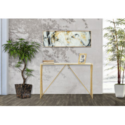 Console Easy – Métal doré et plateau miroir 120x40x80 cm