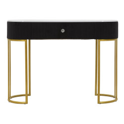 Console Montpellier Noire – Métal, bois et tissu multicolore 100x43x74 cm
