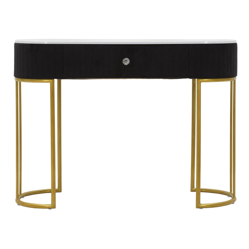 Console Montpellier Noire – Métal, bois et tissu multicolore 100x43x74 cm