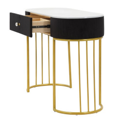 Console Montpellier Noire – Métal, bois et tissu multicolore 100x43x74 cm