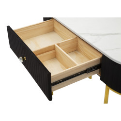 Console Montpellier Noire – Métal, bois et tissu multicolore 100x43x74 cm