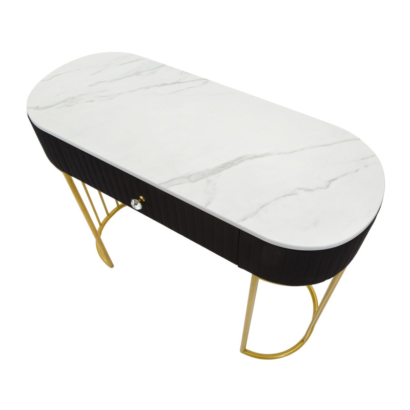 Console Montpellier Noire – Métal, bois et tissu multicolore 100x43x74 cm
