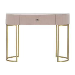 Console Montpellier Rose – Métal, bois et tissu rose 100x40x75 cm