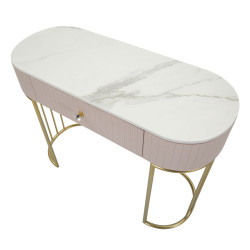 Console Montpellier Rose – Métal, bois et tissu rose 100x40x75 cm