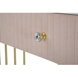 Console Montpellier Rose – Métal, bois et tissu rose 100x40x75 cm