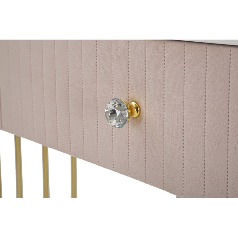 Console Montpellier Rose – Métal, bois et tissu rose 100x40x75 cm