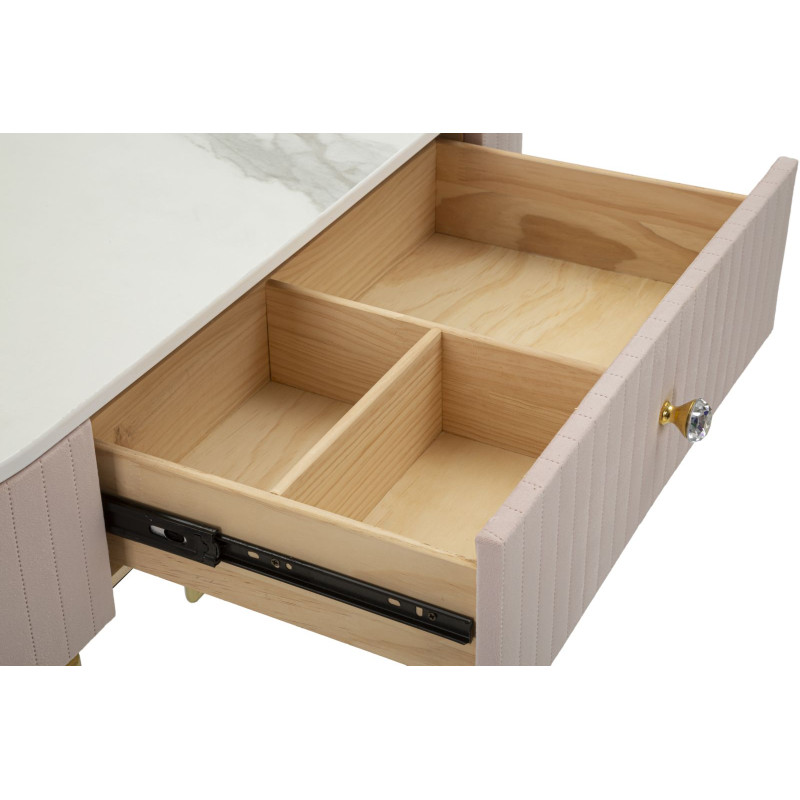 Console Montpellier Rose – Métal, bois et tissu rose 100x40x75 cm