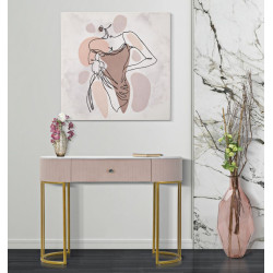 Console Montpellier Rose – Métal, bois et tissu rose 100x40x75 cm