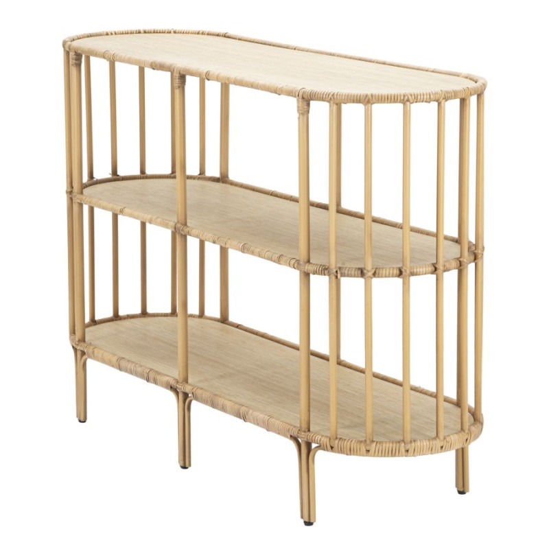 Console Panama 3 étagères – Métal, rotin et plastique 120x37,5x80 cm