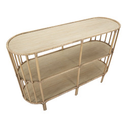 Console Panama 3 étagères – Métal, rotin et plastique 120x37,5x80 cm