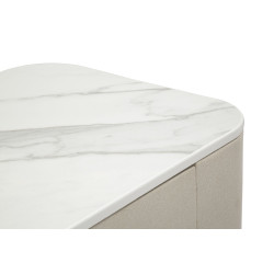 Console 3 tiroirs Beauty – Bois de pin, MDF et métal crème et or 100x40x80 cm