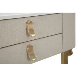 Console 2 tiroirs Beauty – Bois de pin, MDF et métal crème et or 70x40x80 cm