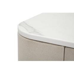 Console 2 tiroirs Beauty – Bois de pin, MDF et métal crème et or 70x40x80 cm