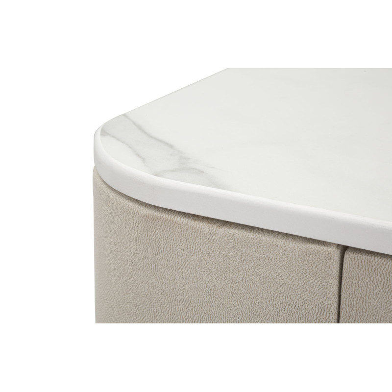 Console 2 tiroirs Beauty – Bois de pin, MDF et métal crème et or 70x40x80 cm