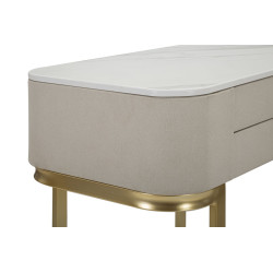 Console 2 tiroirs Beauty – Bois de pin, MDF et métal crème et or 70x40x80 cm