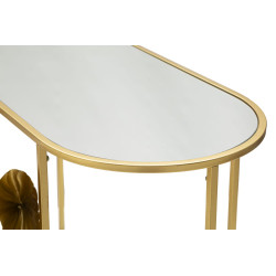 Console Flow – Métal doré, MDF et miroir 120x40x80 cm