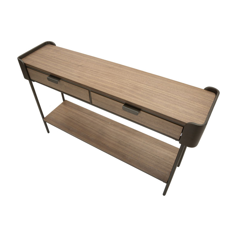 Console Toronto – Bois de sapin et métal gris/marron 120x31x72 cm