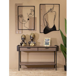 Console Toronto – Bois de sapin et métal gris/marron 120x31x72 cm