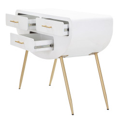 Console Venus – MDF et métal blanc et or 110x40x80 cm