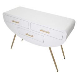 Console Venus – MDF et métal blanc et or 110x40x80 cm