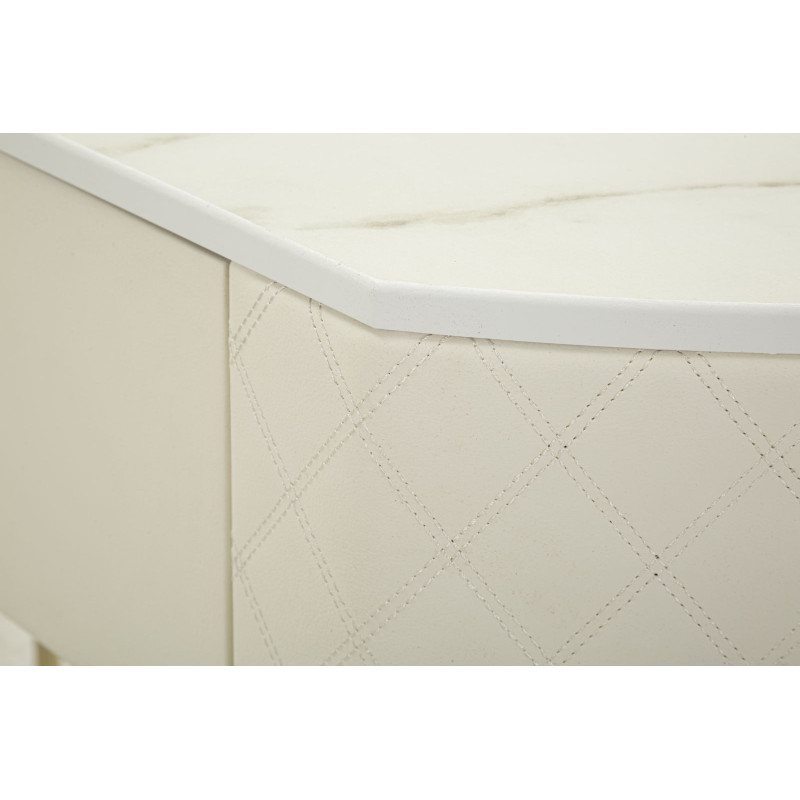 Console Sharon – Bois de pin, MDF, métal et plastique blanc et or 100x40x75 cm