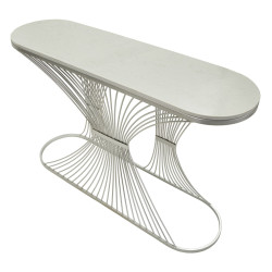Console Bande – Métal argenté et marbre 120x35x79 cm