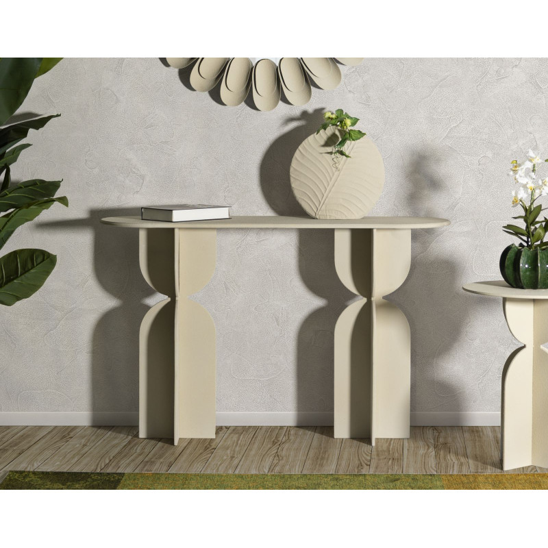 Console Dune – Métal crème 120x40x75,5 cm