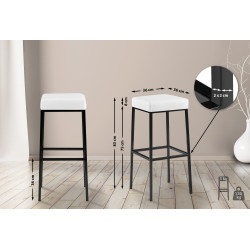 Sgabello da bar Montreal rivestito in finta pelle nero,bianco