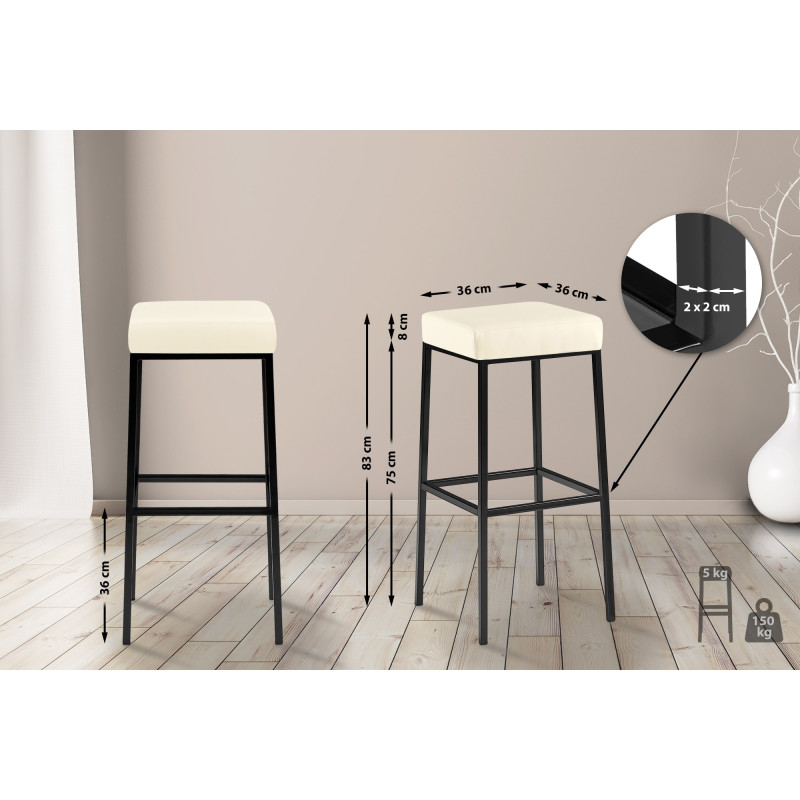 Tabouret de bar Montréal B85 crème