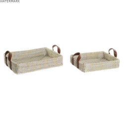 Jeux de plateaux DKD Home Decor Naturel Marron Clair Urbaine 41 x 32 x 9 cm (2 Unités)