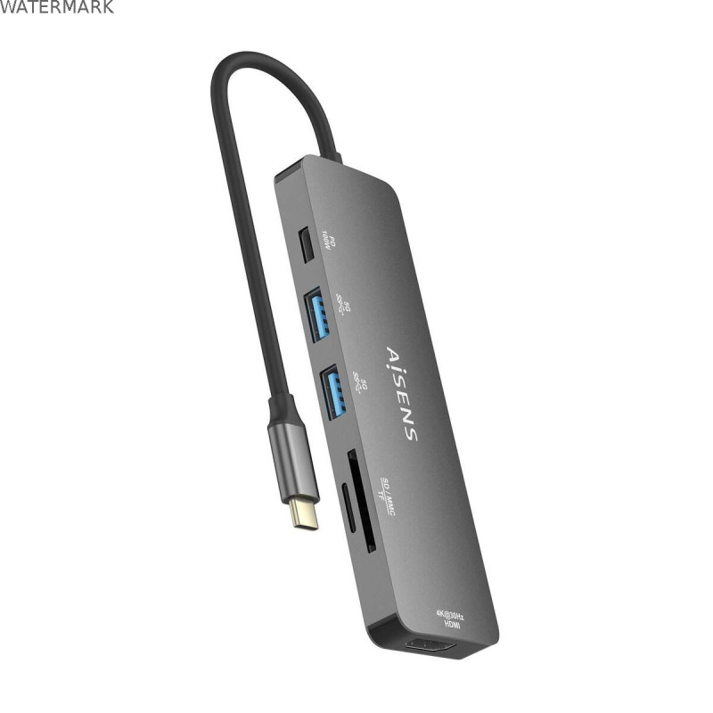 Hub USB Aisens ASUC-6P016-GR Gris Multicouleur