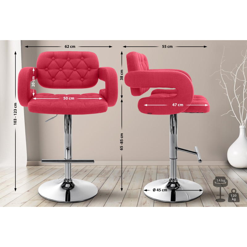 Sgabello da bar rosso Dublin FABRIC C