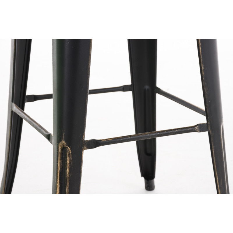 Tabouret de bar antique Aiden noir et or