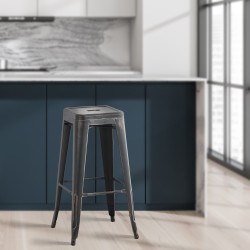 Tabouret de bar Joshua antique noir-or