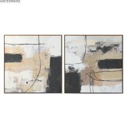 Cadre Home ESPRIT Noir Doré Abstrait Urbaine 100 x 4 x 100 cm (2 Unités)