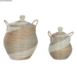 Set de basket Home ESPRIT Orange Naturel Herbier marin Tropical (2 Pièces)