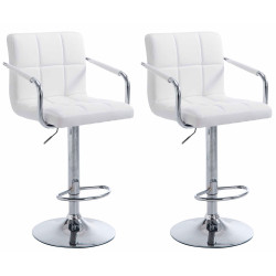 Lot de 2 tabourets de bar Lucy V2 chromés blanc