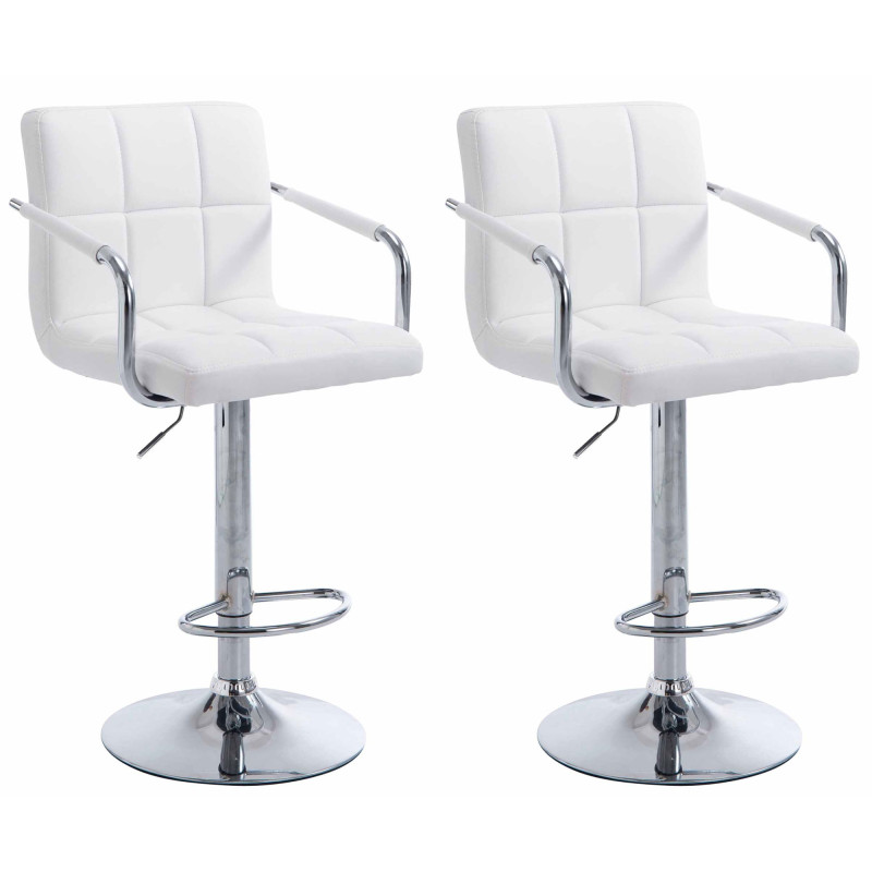 Lot de 2 tabourets de bar Lucy V2 chromés blanc