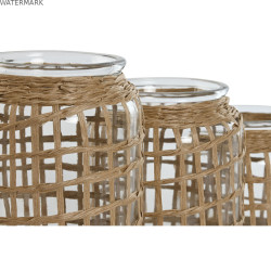 Vase Home ESPRIT Naturel Verre 16,5 x 16,5 x 27 cm (3 Pièces)