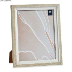 Cadre photo Marron Blanc 24 x 2 x 29 cm Verre Beige Plastique