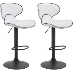 Lot de 2 tabourets de bar Las Vegas V2 simili cuir blanc