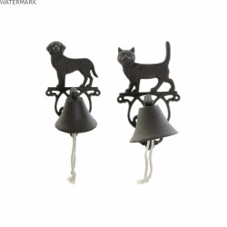 Hotte décorative DKD Home Decor Marron Brun foncé Corde Fer Chat Chien 14 x 15 x 24 cm (2 Unités)