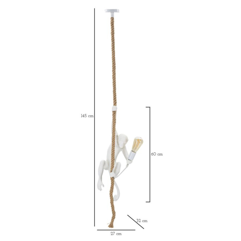 Plafonnier Monkey blanc – Design fun Ø27x32x60 cm | Luminaire plafond déco
